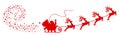 Red Santa Claus flyin on Christmas sleigh - vector